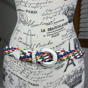 Vintage 90’s Rainbow Multicolor Braided Leather Belt Size M/L